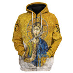 GearHomies Zip Hoodie Christian Orthodox Jesus, Gold 3D Apparel