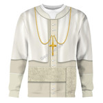 GearHomies Sweatshirt Pope John Paul II Everyday Attire Gold Cross, White