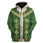 GearHomies Zip Hoodie Pope Francis in Choir Dress, Green 3D Apparel