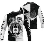 GearHomies Tracksuit Hoodie Pullover Sweatshirt Viking Vegvisir Symbol, Black And White 3D Apparel
