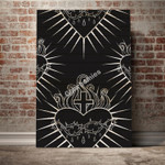 GearHomies Canvas Wall Art Cross & Sacred Heart Tattoo Style Art Edgy Christian