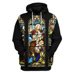 GearHomies Tracksuit Hoodie Pullover Sweatshirt Jesus Is Lord Stained Glass 3D Apparel