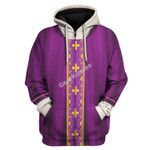 GearHomies Zip Hoodie Pope Francis Liturgical Vestment, Purple 3D Apparel