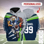 Gearhomies Personalized Unisex Tracksuit Hoodies Seattle Seahawks Football Team 3D Apparel