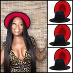 New Unisex Black Red Patchwork Wool Felt Fedora Cap Men Women Flat Brim Blend Top Jazz Hats Panama Trilby Vintage Hat