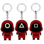 Squid Game Figures Mask Keychain Charms Accessories Round Six Cosplay Keychains for Ladies Women Men Kids Key Chain Toys Gift