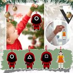 Christmas Ornament Squid Game Series Lovely Tree Gift Ornament Circle Square Villain And Girls Print Christmas Hanging Pendant
