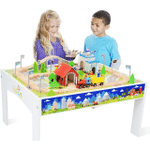 Kids Large Complete Wooden Train Set Table