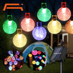 Solar Christmas Lights, Outdoor Multicolor Crystal Globe Bulbs