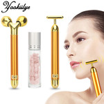 3 in 1 Energy Beauty Bar 24k Golden Vibrating Facial Roller Massager