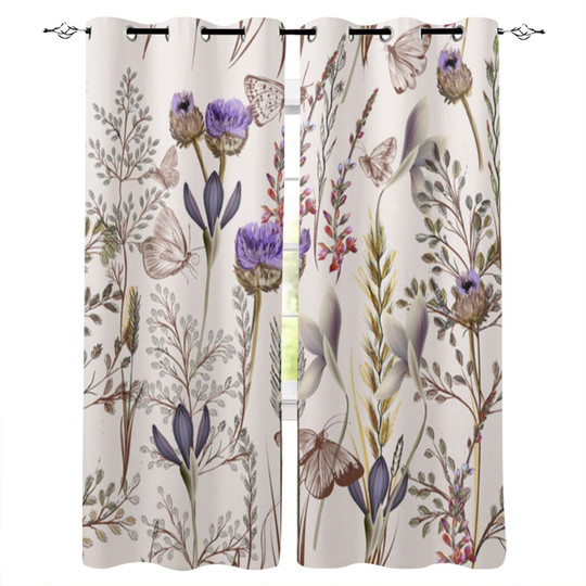 Erfly Flower Background Leaves, Kitchen Curtains With Purple Flowers