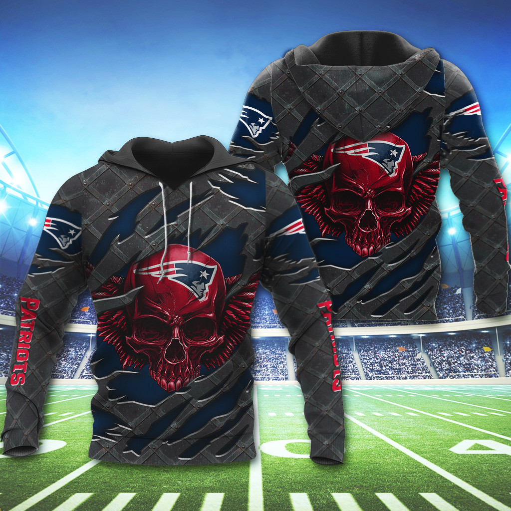 NFL New England Patriots Skull Wings 3d shirt, hoodie1