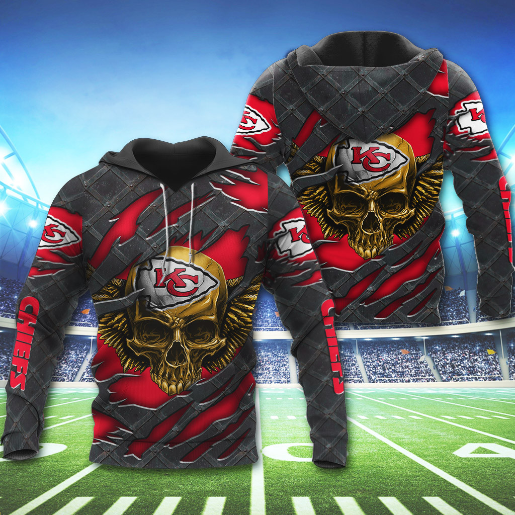 NFL Kansas City Chiefs Wings Skull 3D Shirt, Hoodie1