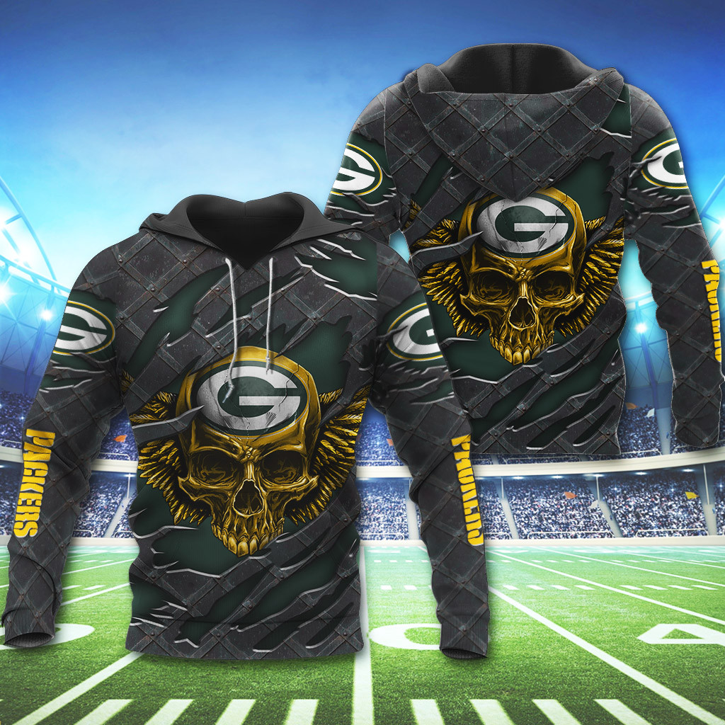 NFL Green Bay Packers Wings Skull 3D Shirt, Hoodie1