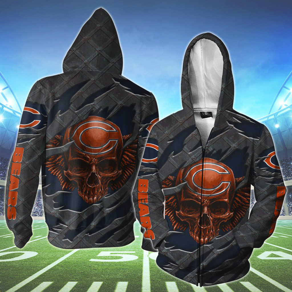 NFL Chicago Bears Wings Skull 3D Shirt, Hoodie2