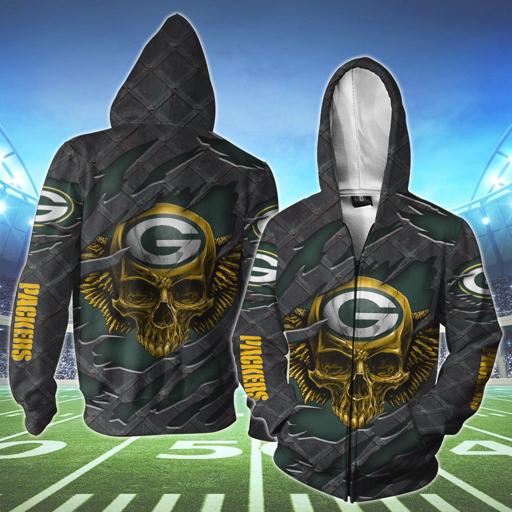 NFL Green Bay Packers Wings Skull 3D Shirt, Hoodie2