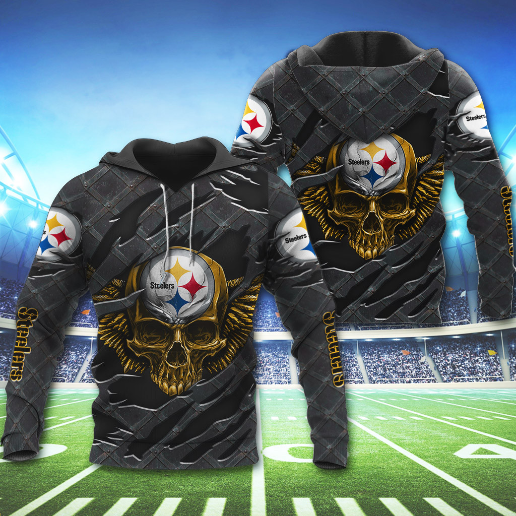 NFL Pittsburgh Steelers Skull Wings 3d shirt, hoodie1