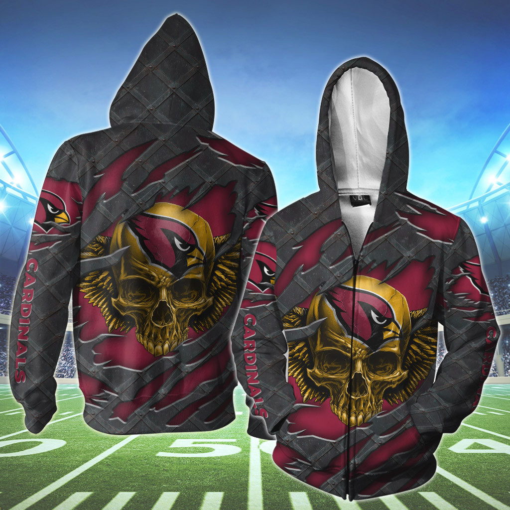 NFL Arizona Cardinals Wings Skull 3D Shirt, Hoodie2