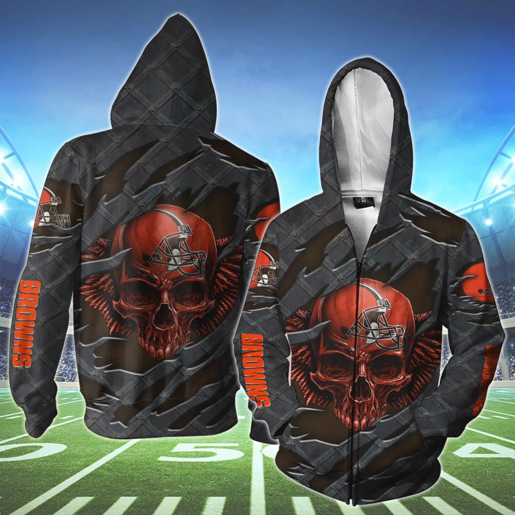 NFL Cleveland Browns Skull Wings 3d shirt, hoodie2
