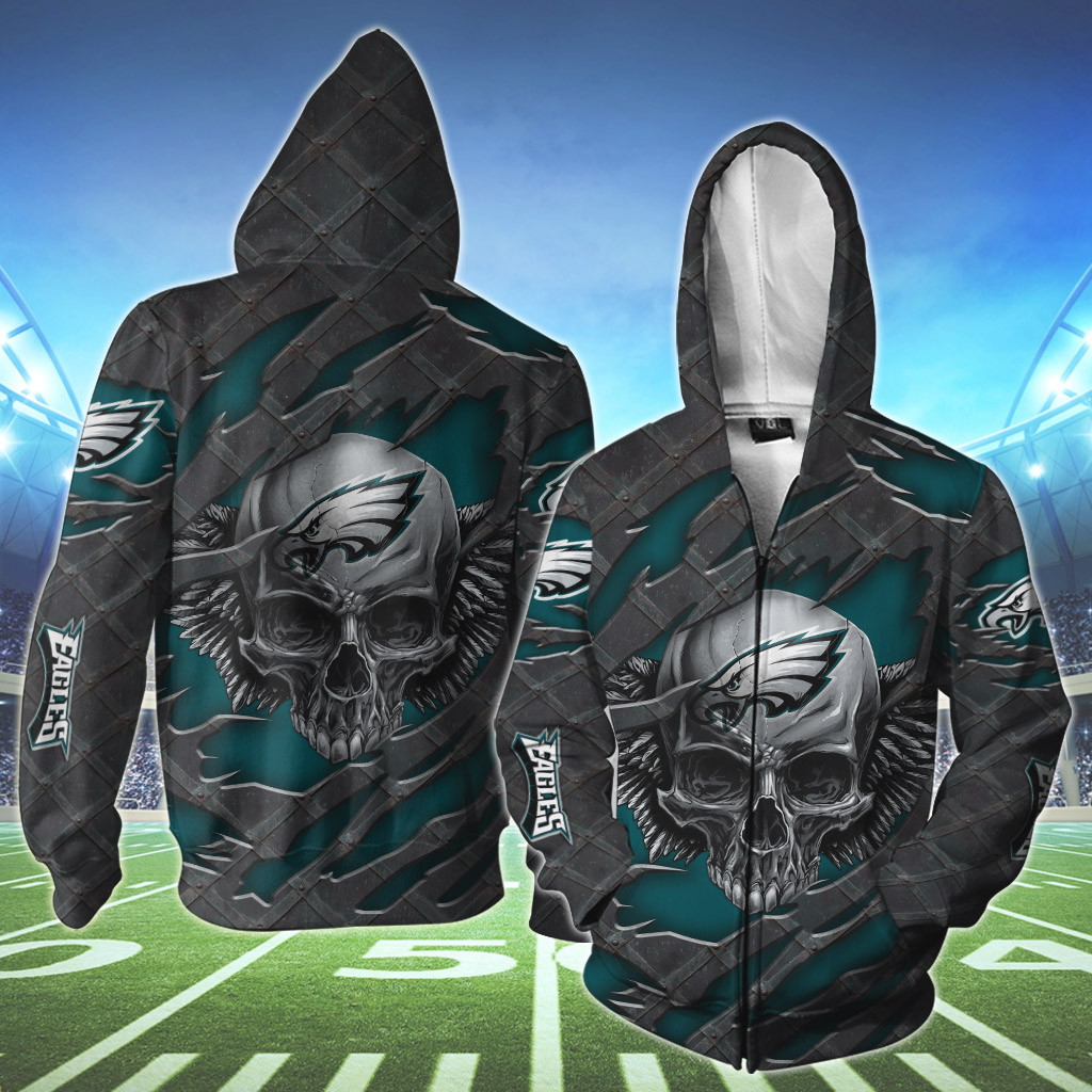 NFL Philadelphia Eagles Wings Skull 3D Shirt, Hoodie2