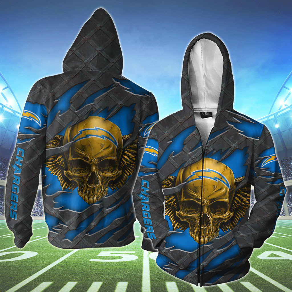 NFL Los Angeles Chargers Wings Skull 3D Shirt, Hoodie2