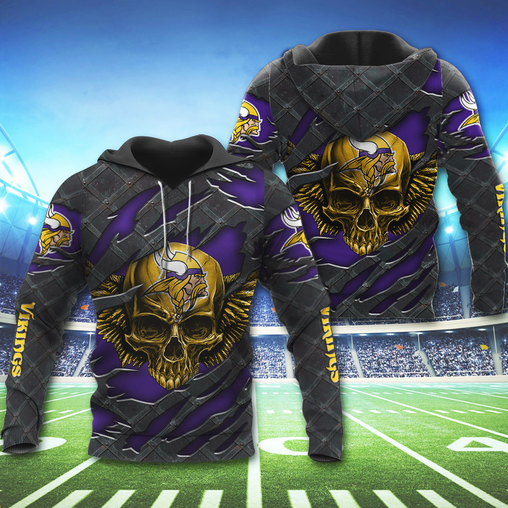 NFL Minnesota Vikings Wings Skull 3D Shirt, Hoodie1