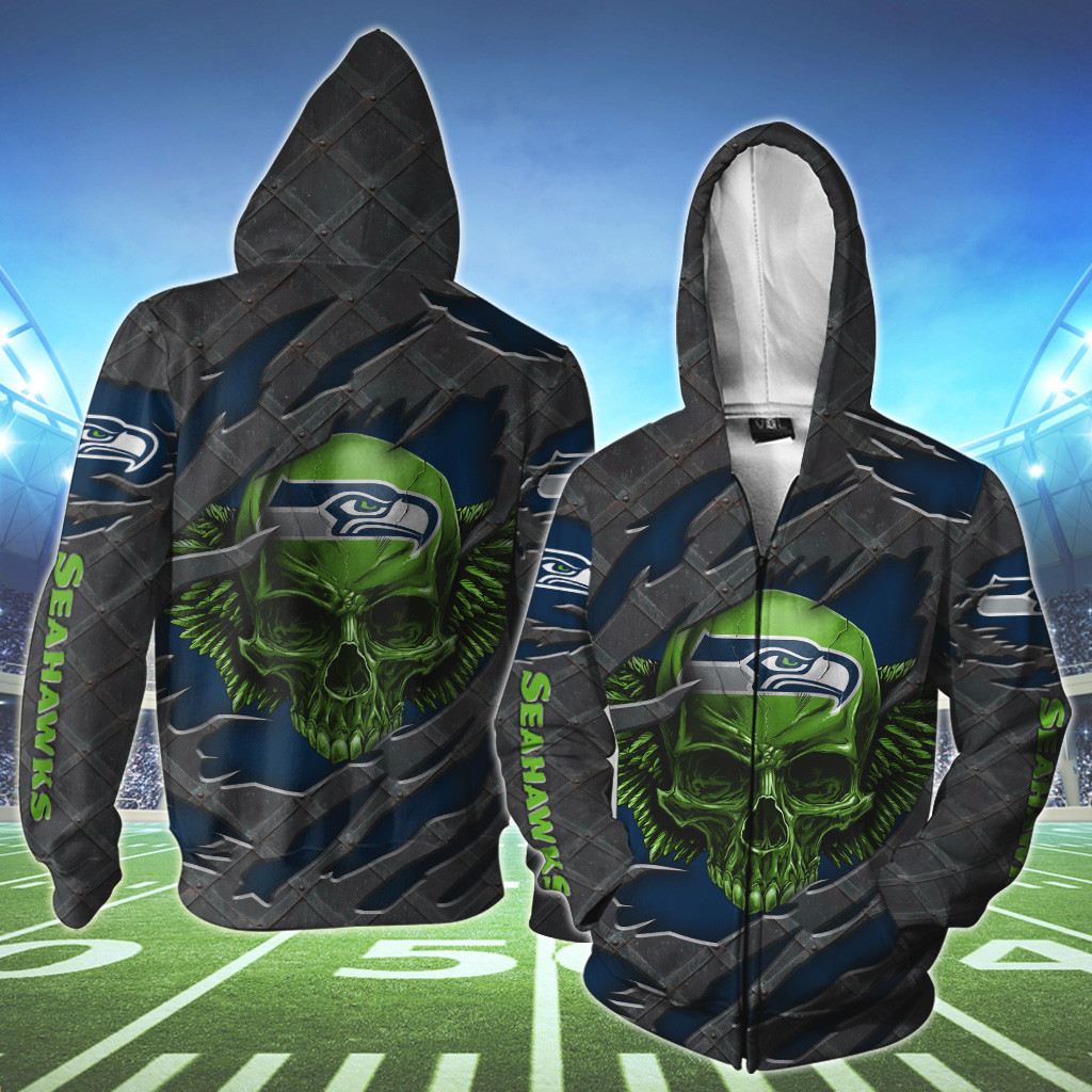 NFL Seattle Seahawks Wings Skull 3D Shirt, Hoodie2
