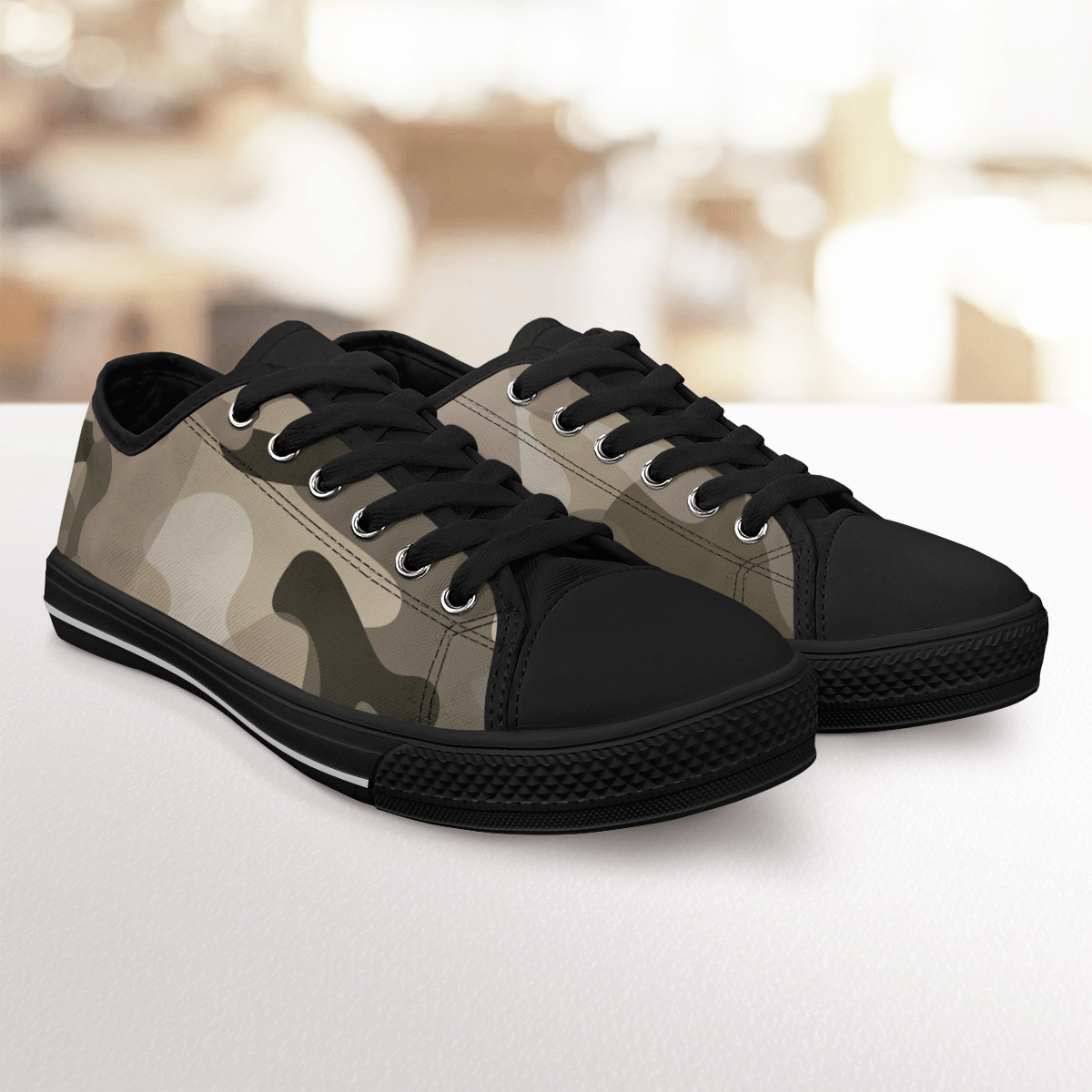 VCERTHDF Print Trendy Military Multicam Camouflage Low Top Canvas Sneakers
