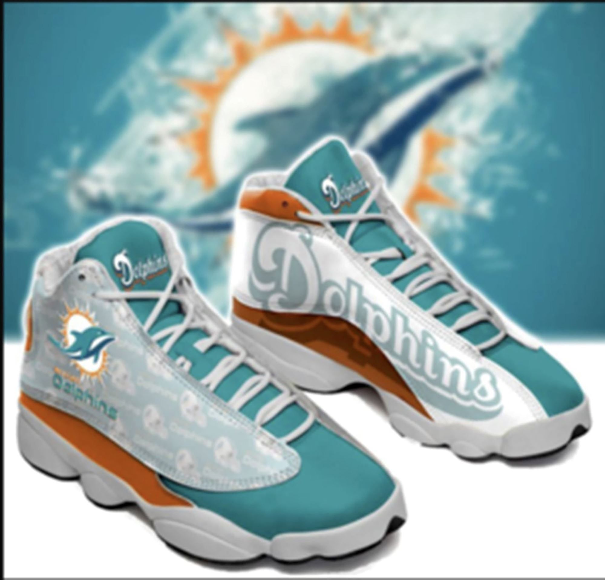 Miami dolphins air jordan 13 sneakers sport shoes unisex shoe gift birthday gift for the fans gift for him and her - 1:1 - men / us 6.5