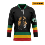 Gearhumans 3D Bob Marley Iron Lion 45 Custom Name Hockey Jersey