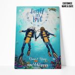 Gearhuman 3D Scuba Diving Couple Deeply In Love Custom Name Text Canvas GW18012 Canvas 1 Piece Non Frame M