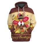 Gearhumans 3D Happy Thanksgiving Turkey Ugly Custom Tshirt Hoodie Apparel