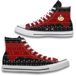 Gearhumans 3D S.T The Next Generation 1987 Red Ugly Christmas Custom High Top Converse Shoes