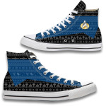 Gearhumans 3D S.T The Next Generation 1987 Blue Ugly Christmas Custom High Top Converse Shoes