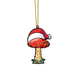 Gearhumans 3D Fruit Christmas Santa Hat Mushroom Christmas Custom Ornament