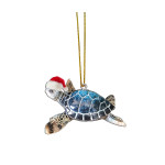 Gearhumans 3D Sea Turtle Santa Hat Christmas Custom Ornament