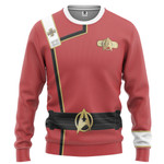 Gearhumans 3D S.T Wrath of Khan Starfleet Red Uniform Custom Ugly Sweater