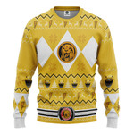 Gearhumans 3D MMPR Yellow Ranger Christmas Custom Ugly Sweater