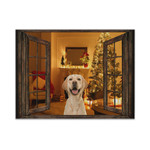 Gearhumans 3D Labrador Dog Christmas Window Custom Canvas