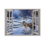 Gearhumans 3D Wolves Out The Window Canvas