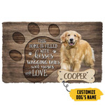 Gearhumans 3D This Home Is Filled With Kiss Golden Retriever Dog Custom Name Doormat