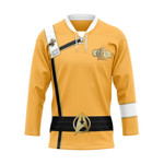 Gearhumans 3D S.T Wrath of Khan Starfleet Yellow Uniform Custom Hockey Jersey