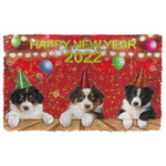 Gearhumans 3D Happy New Year 2022 Dogs Custom Doormat