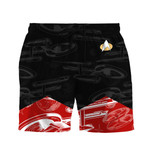 Gearhumans 3D S.T The Next Generation 1987 Hawaiian Style Red Uniform Custom Men Shorts
