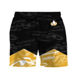 Gearhumans 3D S.T The Next Generation 1987 Hawaiian Style Yellow Uniform Custom Men Shorts
