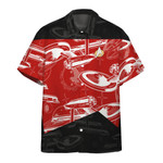 Gearhumans 3D S.T The Next Generation 1987 Hawaiian Style Red Uniform Custom Short Sleeve Shirt