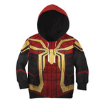 Gearhumans 3D Mrvl Spider Superhero Red And Golden Suit Custom Kid Tshirt Hoodie Apparel