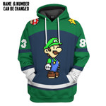Gearhumans 3D Luigi Sports Custom Name Custom Number Hoodie Tshirt Apparel
