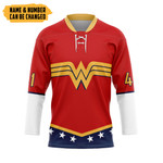 Gearhumans 3D Wonder Woman Custom Name Custom Number Hockey Jersey