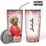 Gearhumans 3D Poodle Dog With Valentine Hearts Custom Name Tumbler